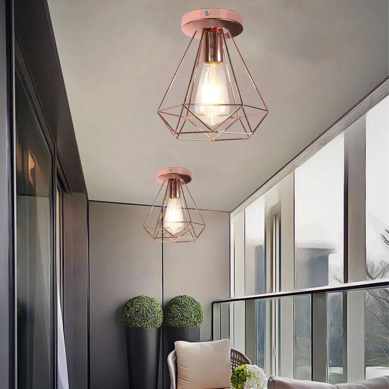 Afralia™ Rose Gold Iron Ceiling Light Modern Fixture for Hallway Entrance Aisle