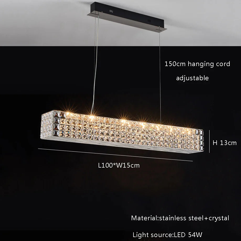 Afralia™ Crystal Chandelier: LED Ceiling Dining Room Lighting for Long Table Decor