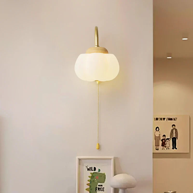 Afralia™ Cotton LED Wall Lamps with Pull Chain Switch for Restaurant Living Room Bedroom