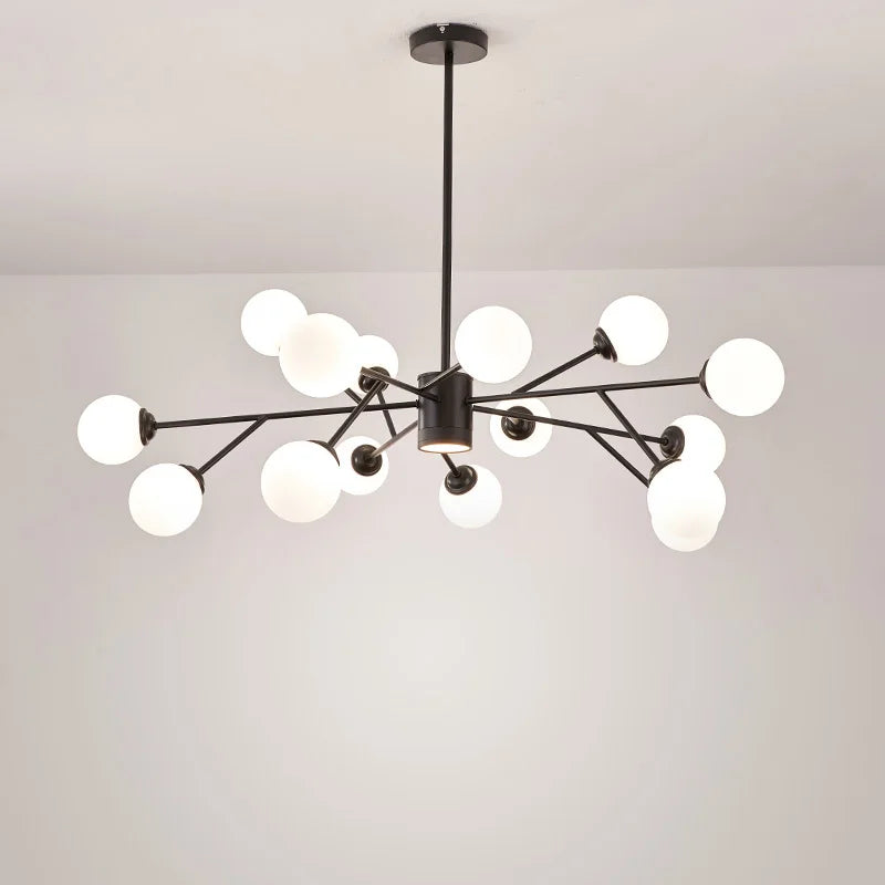 Afralia™ Black Chandelier: Luxury Glass Pendant Light for Home, Bedroom, or Living Room