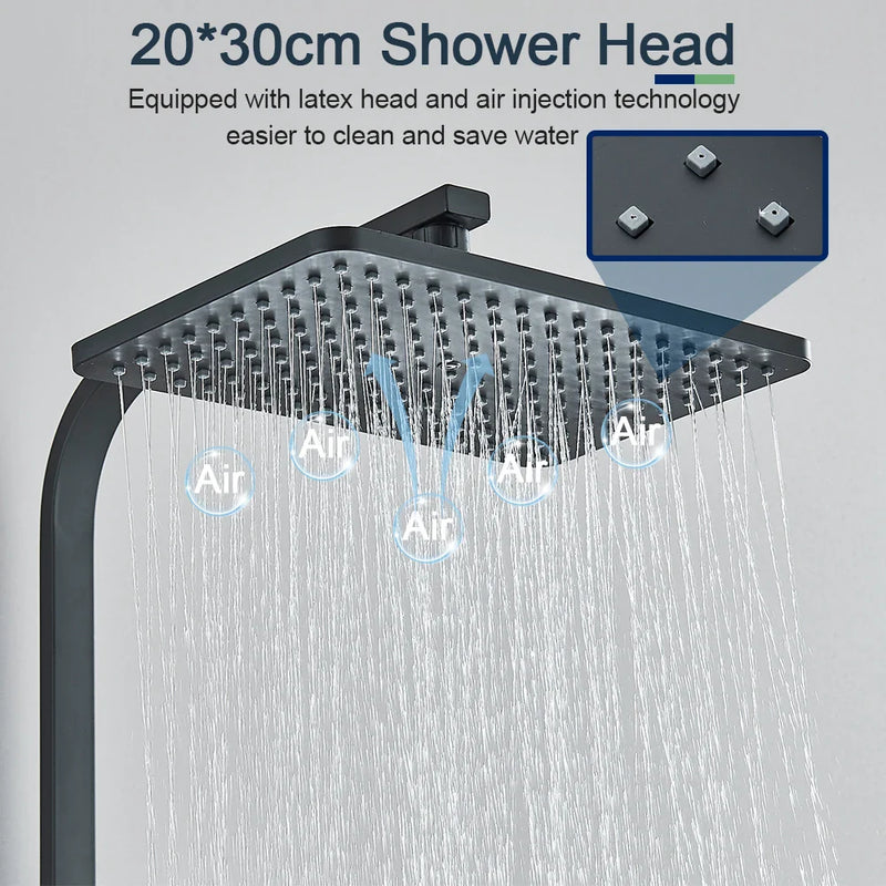 Afralia™ Thermostatic Shower Faucet Set Chrome Wall Mount Rain System Mixer Tap