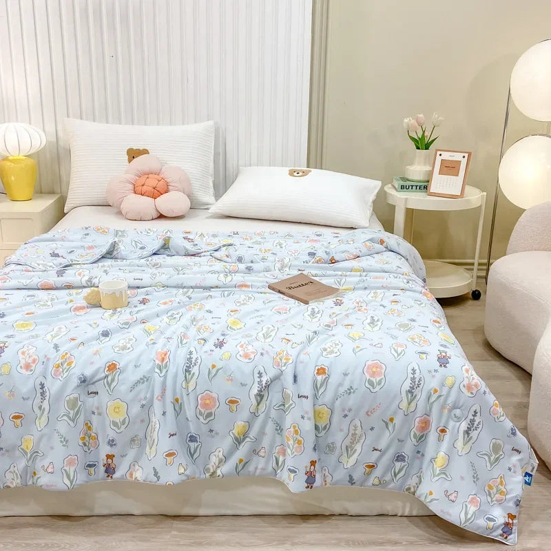 Afralia™ Silky Summer Cooling Blanket Lightweight Breathable Quilt for Bed