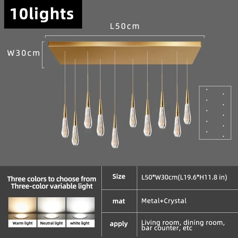 Afralia™ Irregular Crystal Chandelier Nordic Pendant Light for Hotel Lobby