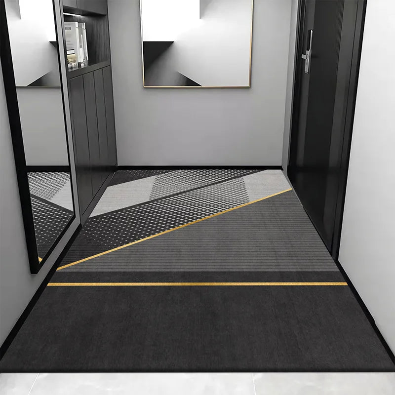 Afralia™ Grey Crystal Velvet Entrance Rug - Luxe Absorbent, Anti-Slip, Easy-Clean Living Room Carpet