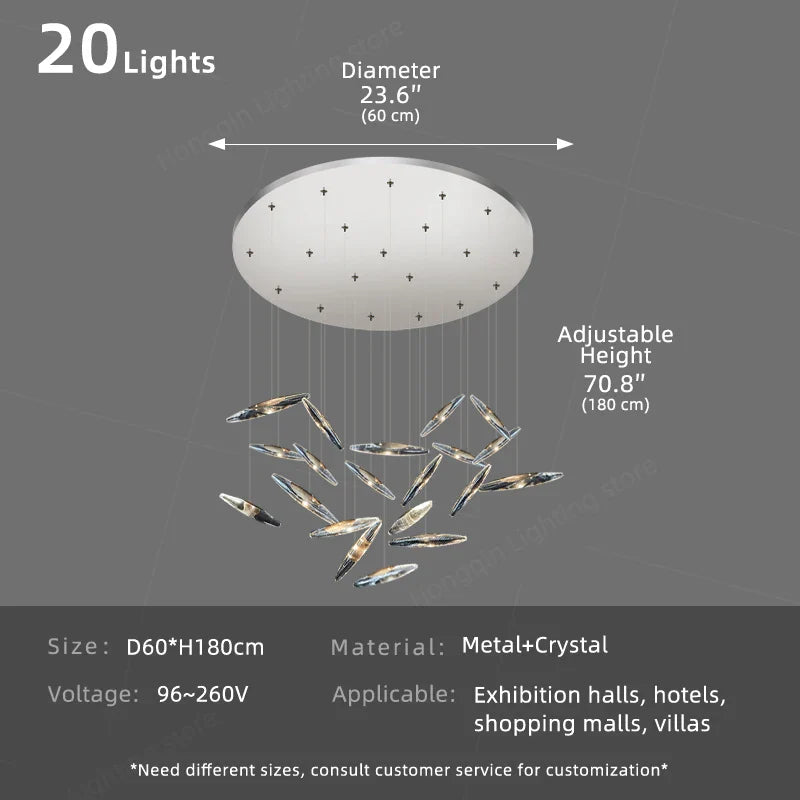 Afralia™ Modern Crystal Chandelier Pendant Light for Villa Hall, Living Room, Kitchen Island