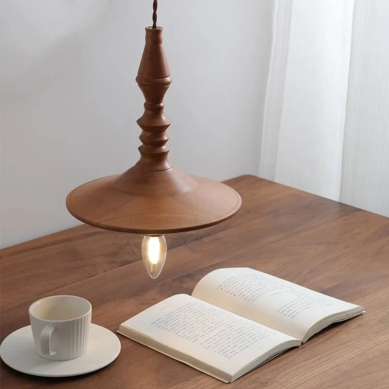 Afralia™ Wood LED Pendant Lamp Japanese Hanging Light Chandelier for Indoor Living Room