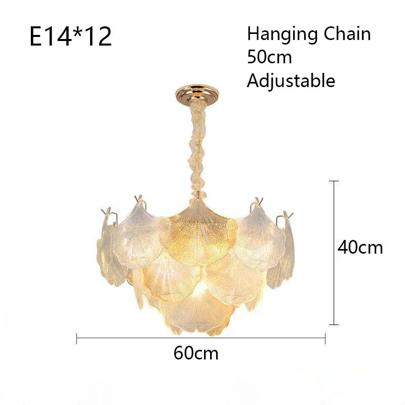 Afralia™ Glass Shell Ceiling Pendant Light Luxury Bedroom Decor Hanglamp