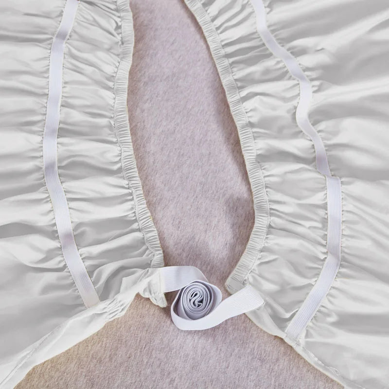 Afralia™ Ruffled Bed Skirt - Queen King Full Size - Solid Color - Adjustable Elastic Band