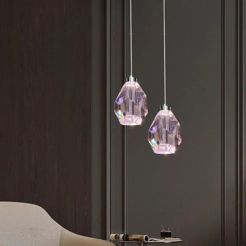 Afralia™ Pink Crystal Pendant Lights: Modern Sleek LED Luxury Elegance Hanging Lamps