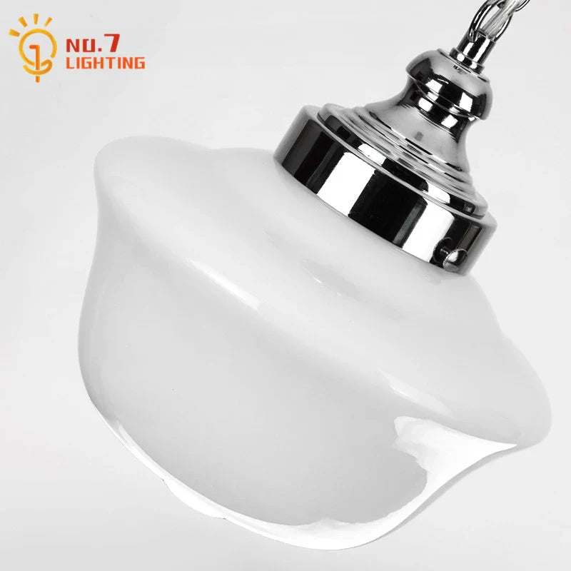 Afralia™ Cream Glass Pendant Lights LED E27 Retro Hanging Lamp for Bedroom, Kitchen, Restaurant