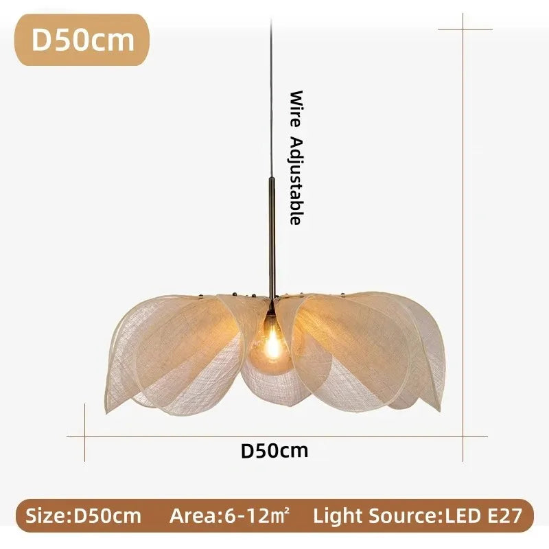 Afralia™ Rattan Chandelier French Fabric Ceiling Pendant, Vintage Style for Restaurant, Bedroom, Living Room