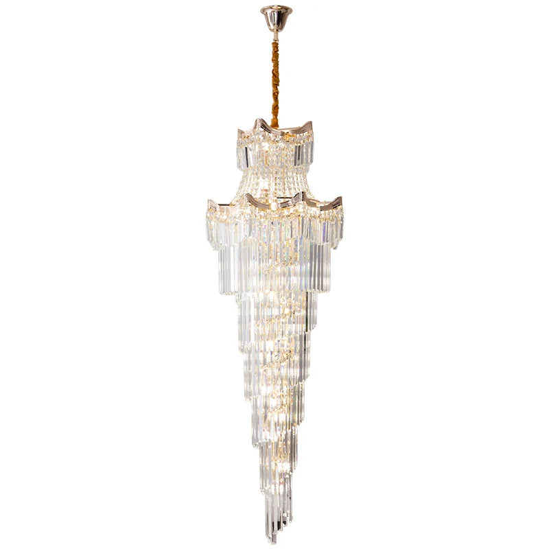 Afralia™ Crystal Duplex Chandelier: Luxury Living & Stair Lamp for Loft Apartment & Villa