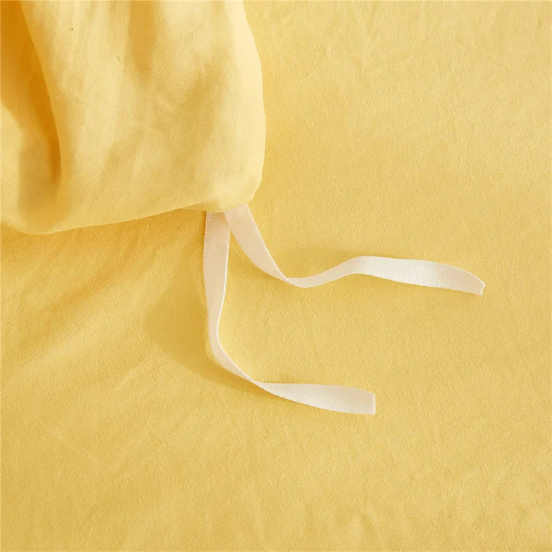 Afralia™ Luxe Furball Tasseled Yellow Bedding Set Queen/King Size Duvet Cover & Soft Bed Cover Sets