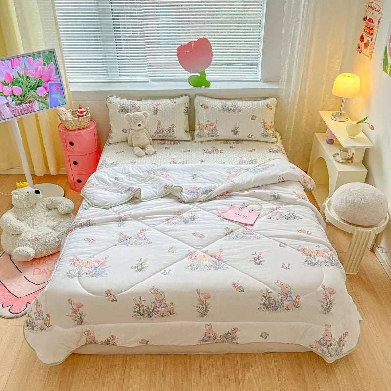 Afralia™ Cool Summer Blanket Set with Latex Bed Mat - Lightweight Breathable Comforter Bedding