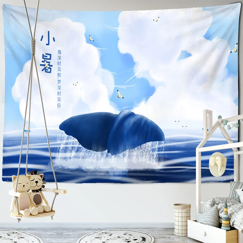 Afralia™ Dream Whale Tapestry Wall Hanging for Kids Room and Home Decor