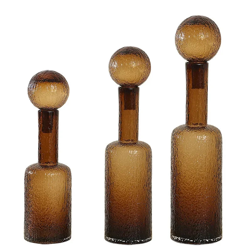 Afralia™ Clear Glass Vase with Lid, Home Decor, Aromatherapy Bottle & Candle Holder