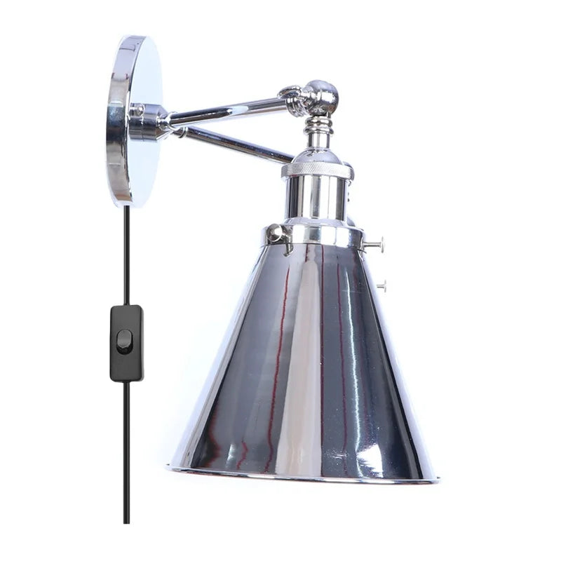 Afralia™ Loft Plug-in LED Wall Lamps Silver Vintage 2 Heads Lighting