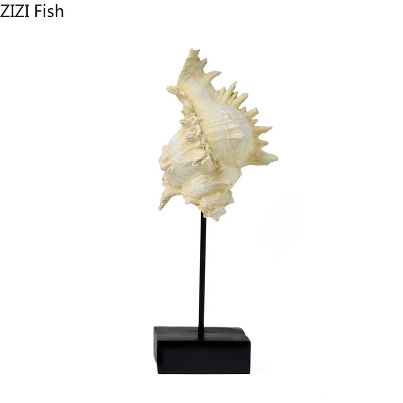 Afralia™ Ocean Theme Desk Ornaments: Starfish, Seahorse, Conch Statue for Home Decor