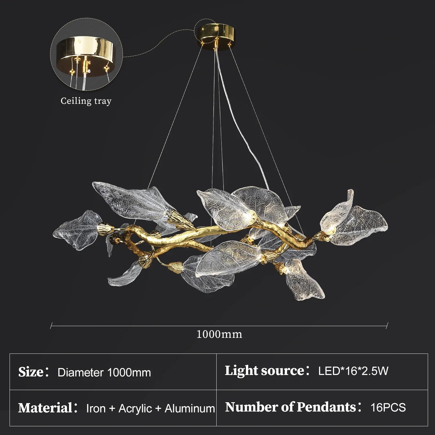 Afralia™ Leaf Design Clear Glass Pendant Light, Luxury Ceiling Lamp