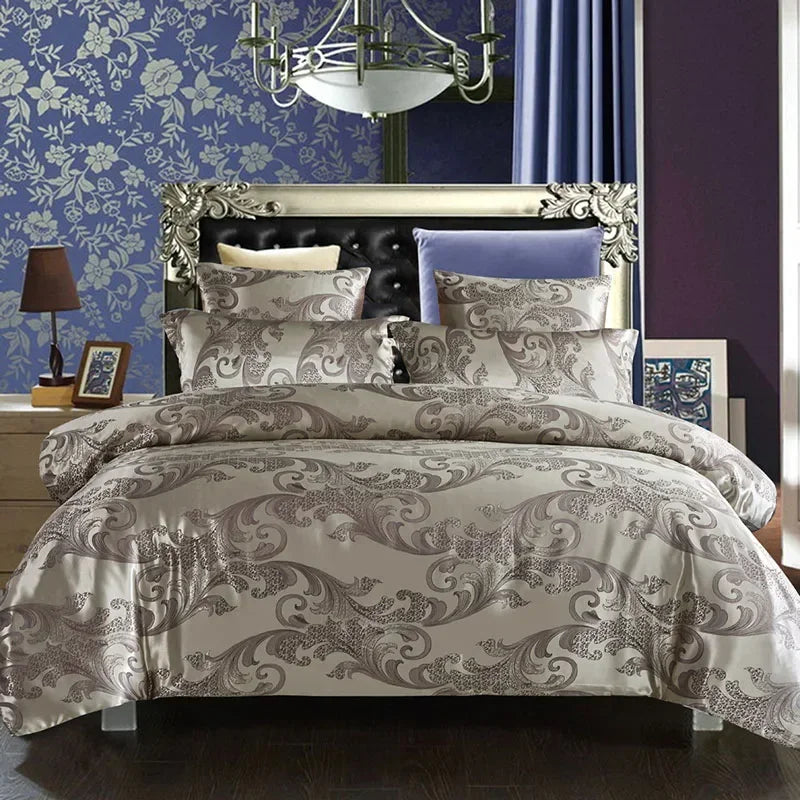Afralia™ European Satin Jacquard Duvet Cover Set - Smooth & Luxurious Summer Bedding Kit