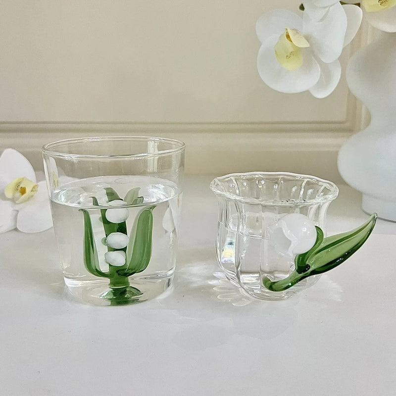 Afralia™ Lily Of The Valley Glass Beverage Cup - Animal Water Cup, Rabbit Rose Duck