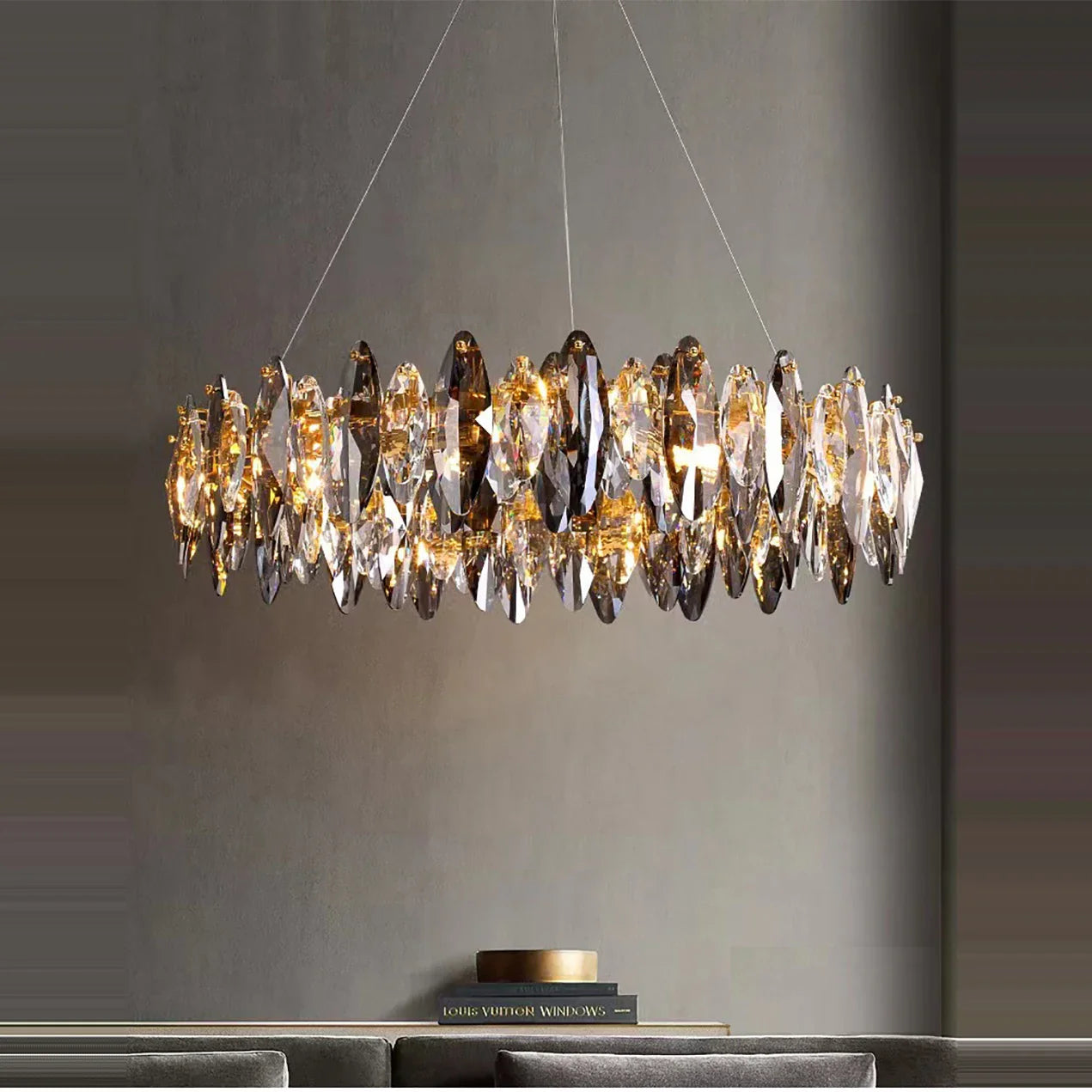 Afralia™ Crystal LED Chandelier: Modern Luxury Indoor Hanging Lamp, Living Room Decor