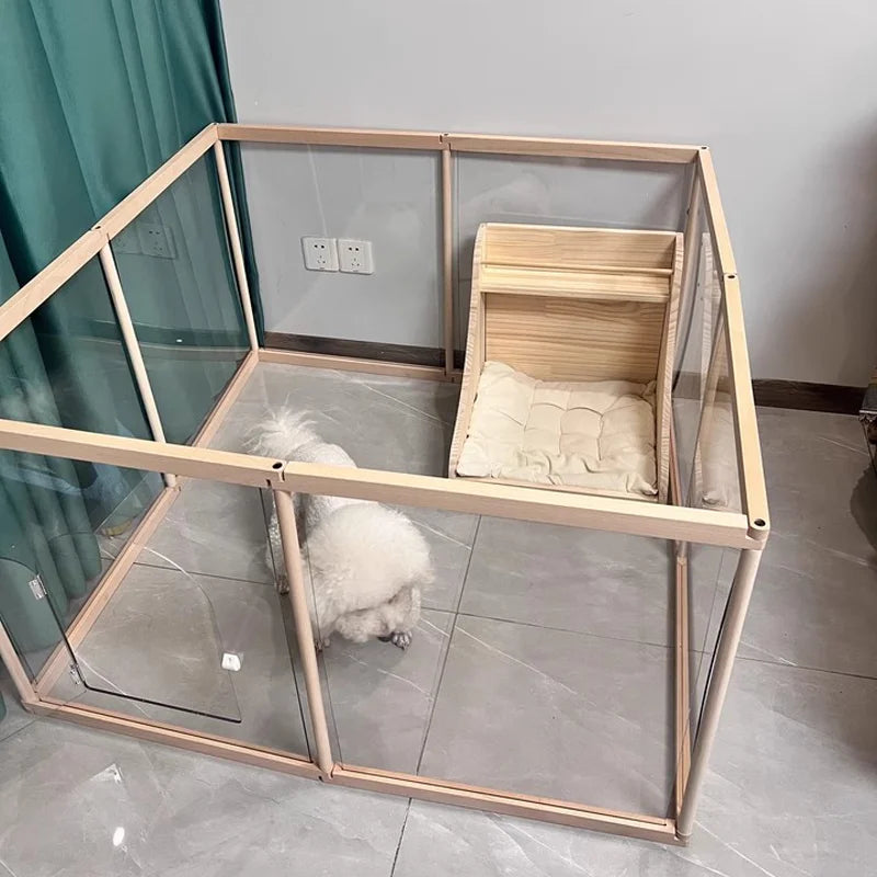 Afralia™ Pet Pen Dog Cage with Fence and Isolation Gate for Small to Medium Dogs