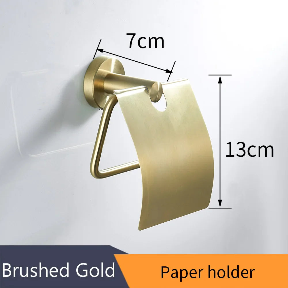 Afralia™ Golden Swan Bath Hardware Set: Towel Rack, Toilet Paper Holder, Tissue Roll Holder