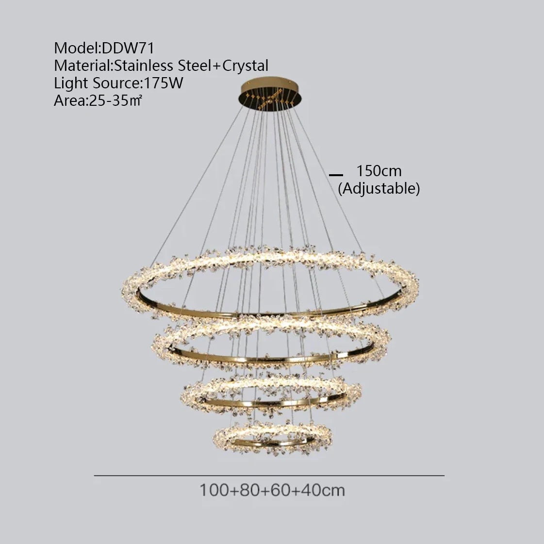 Afralia™ Crystal Gold/Black Ring LED Chandelier: Minimalist Luxury Hanging Ceiling Light Fixtures