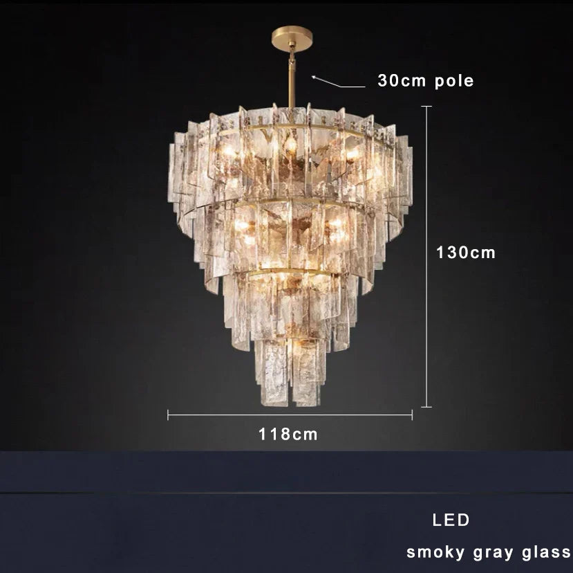 Afralia™ Classic Gold Glass Chandelier Fixture for Living Room & Dining Table