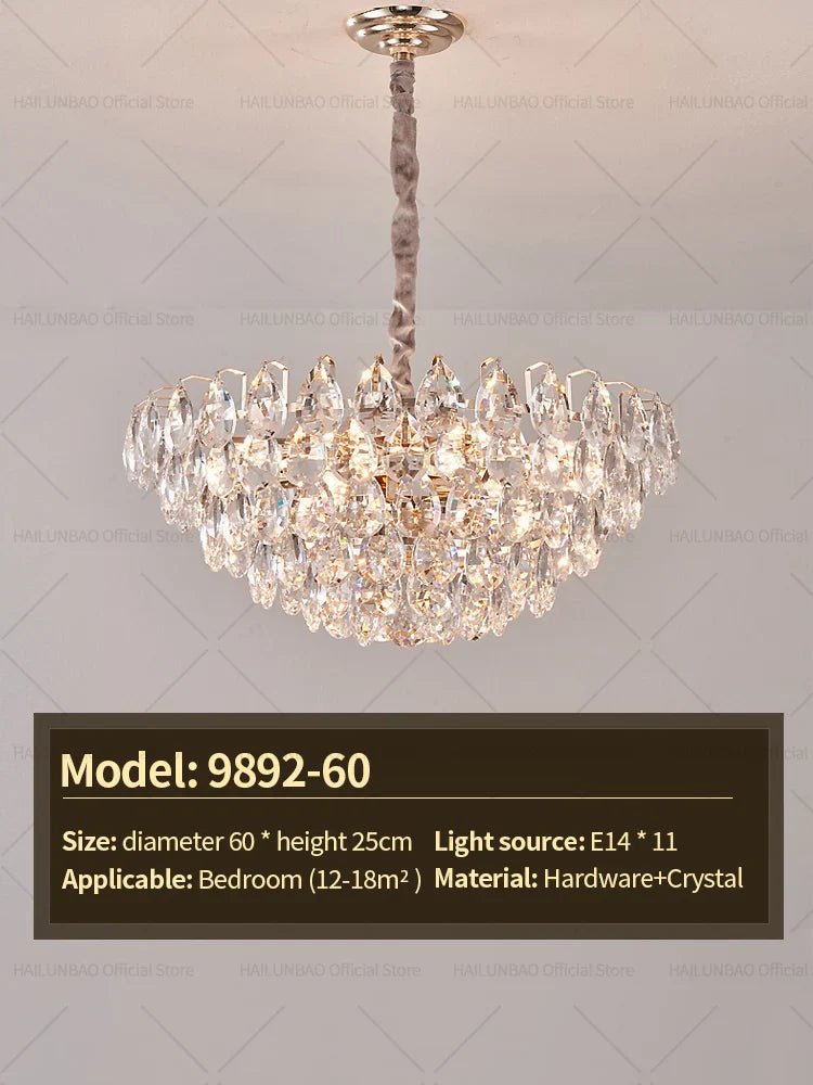 Afralia™ Crystal Chandelier Ceiling Light for Living Room Bedroom Dining Room
