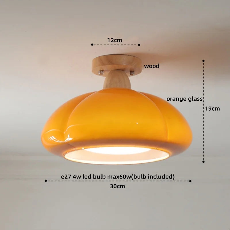 Afralia™ Glass LED Ceiling Lamp Copper Walnut Modern Living Room Lighting Fixtures