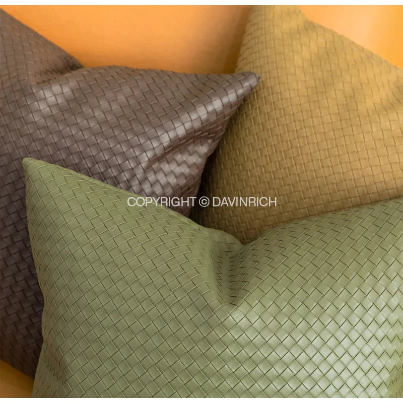 Afralia™ Geometric Faux Leather Throw Pillow Cover - Modern Luxury Pillowcase