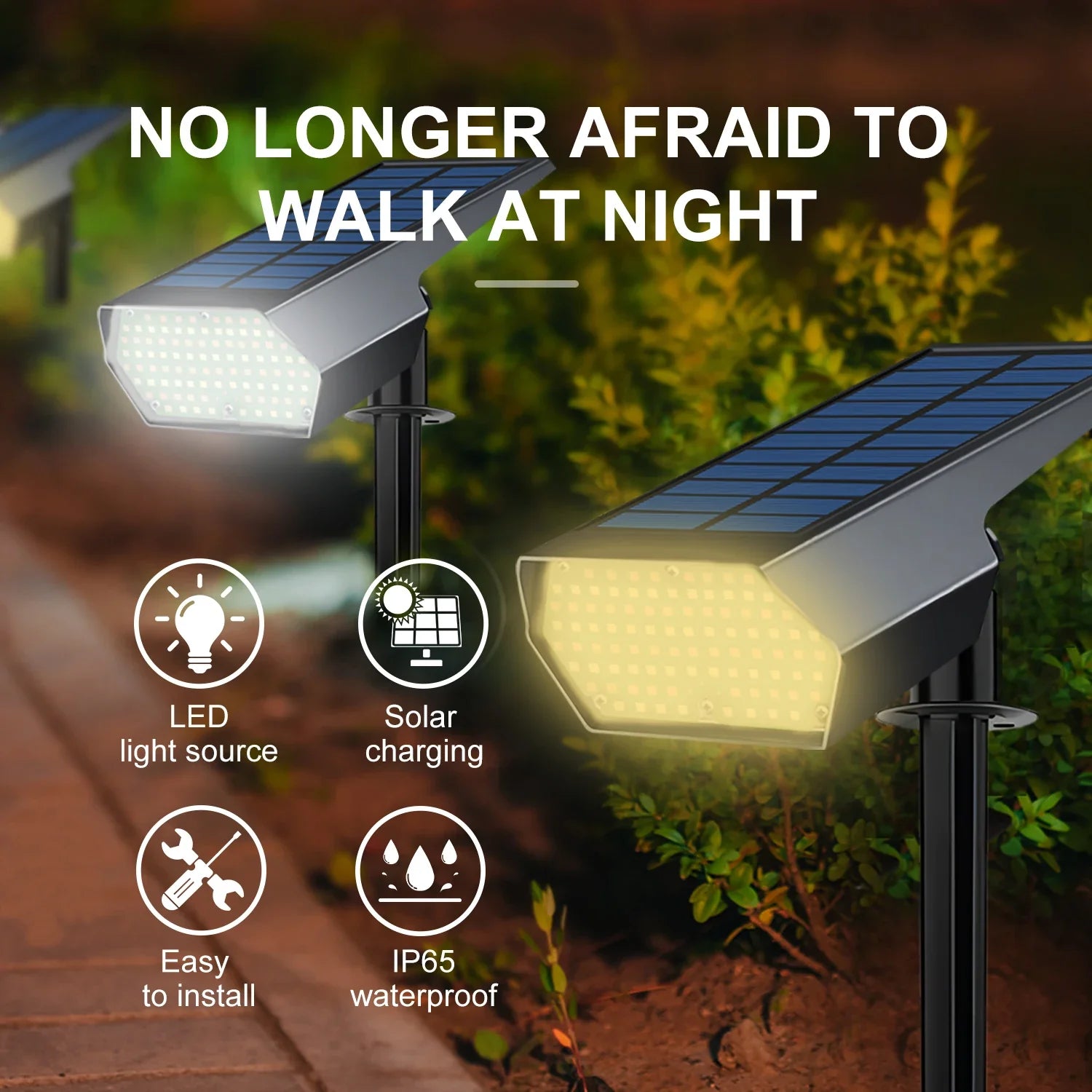 Afralia™ Solar Lawn Lights: Adjustable Brightness, 2 Lighting Colors, Garden Landscape Spotlights
