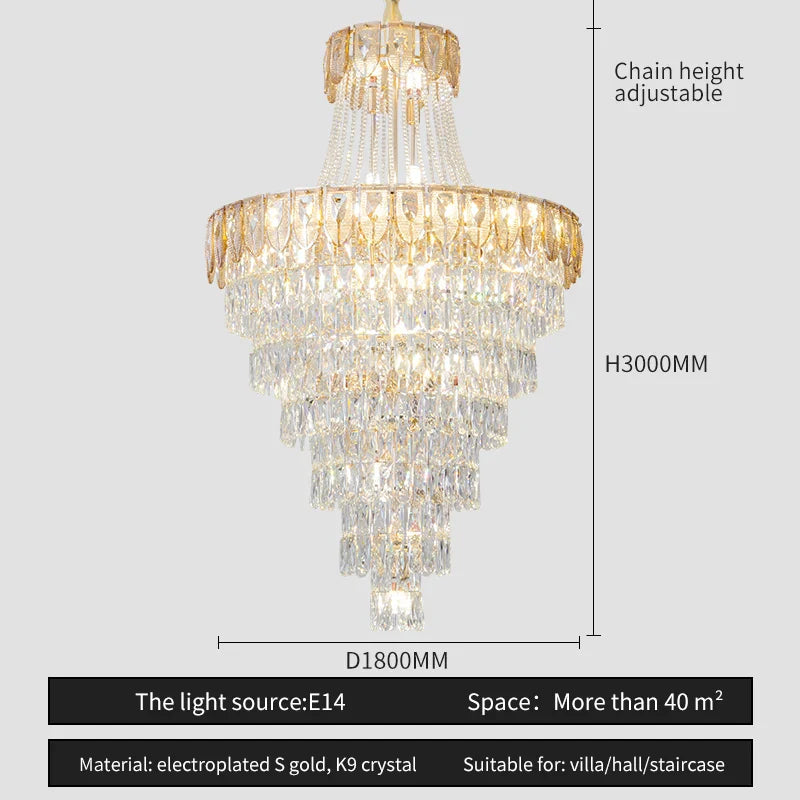 Afralia™ Crystal Chandelier Art Living Room Lighting for Duplex Buildings and High-End Restaurants