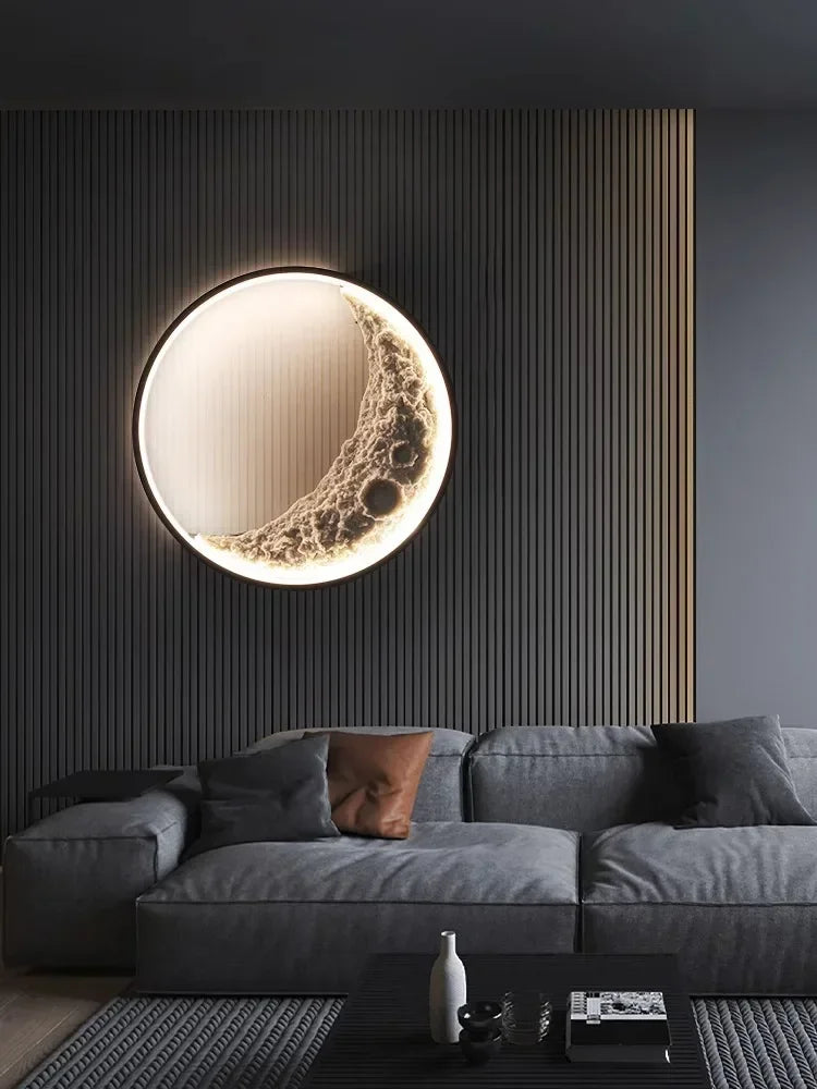 Afralia™ Moon LED Wall Lamp Modern Simple Home Decor Indoor Lighting Sconce