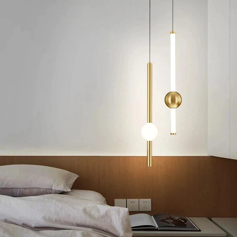 Afralia™ Black Gold Ceiling Pendant for Bedside Bedroom LED Modern Hanging Light