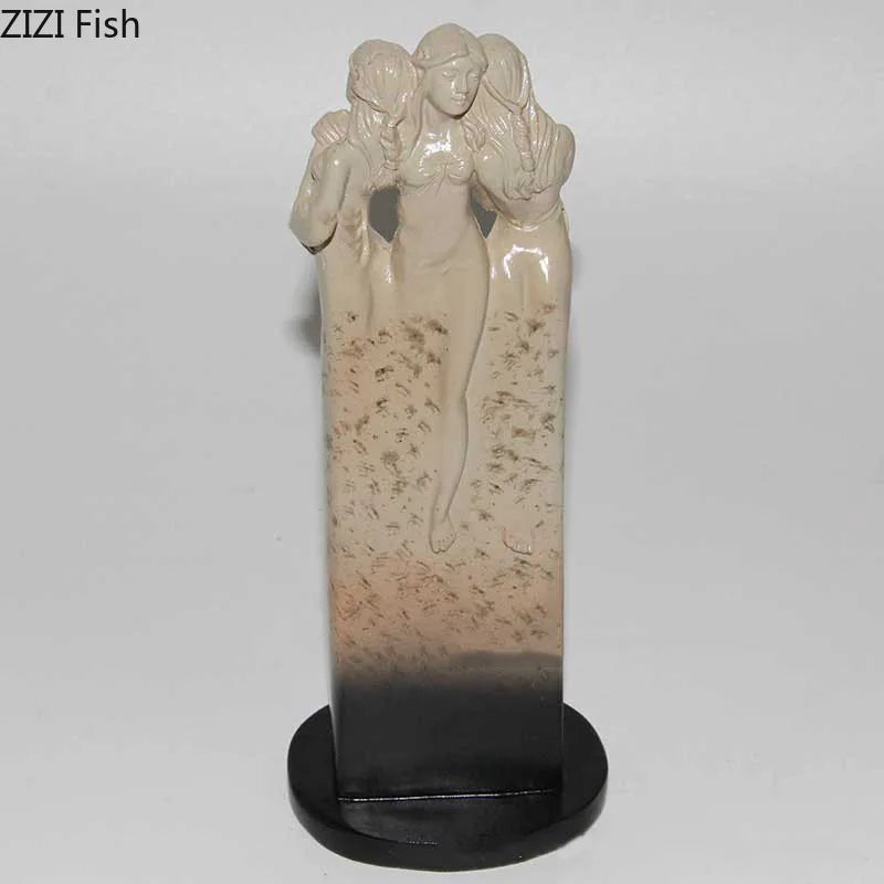 Afralia™ Three Goddesses Sculpture Abstract Figures Desk Decoration Resin Modern Home Decor