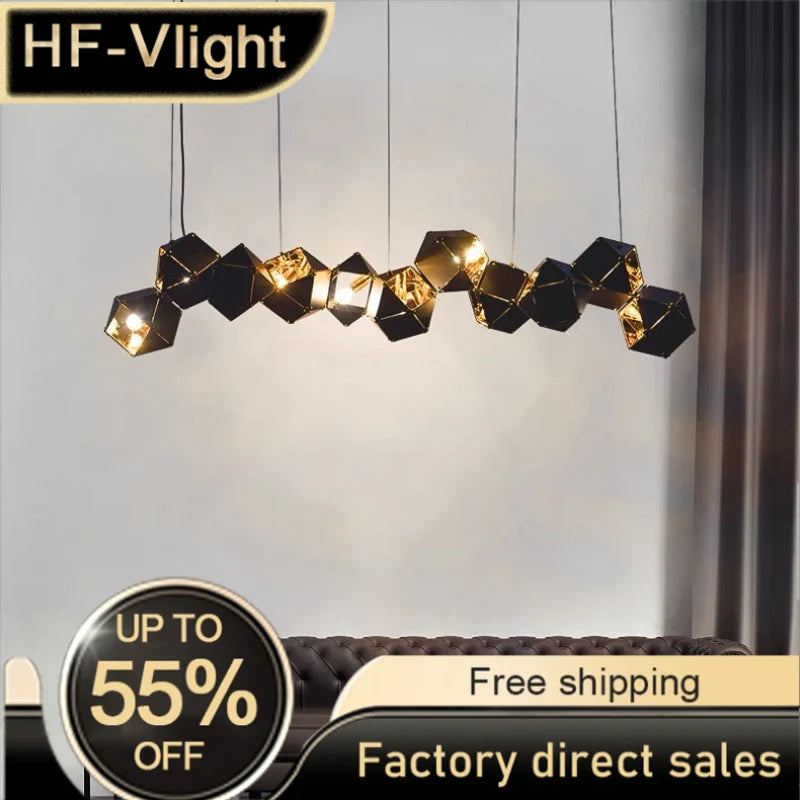 Afralia™ Black Metal Art Lamps Ceiling Chandelier for Home Decoration.