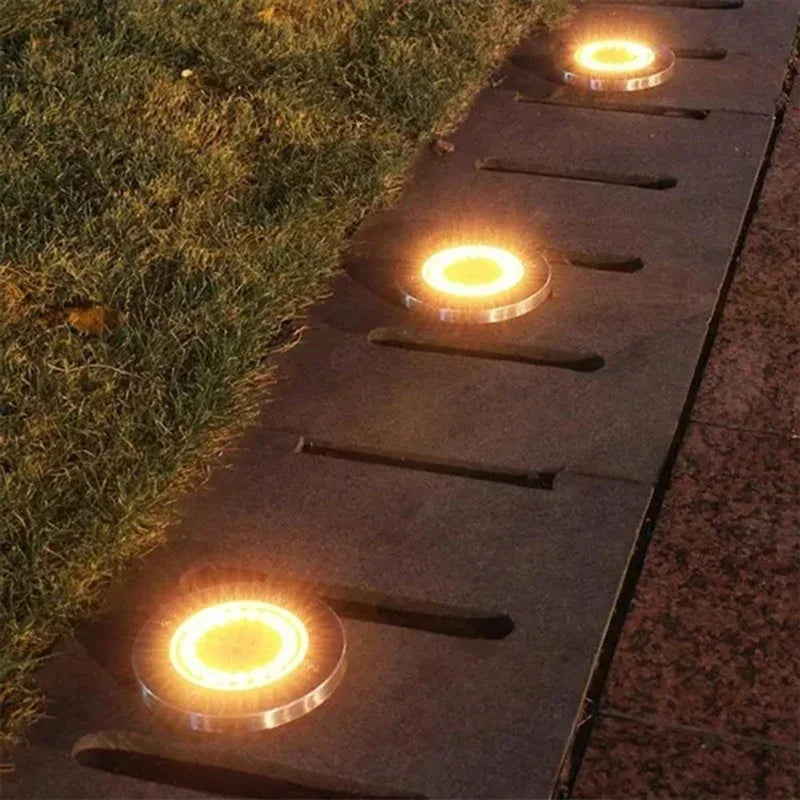 Afralia™ Solar Disk Light Outdoor Garden Spotlight Buried LED Lamp - Pack of 8