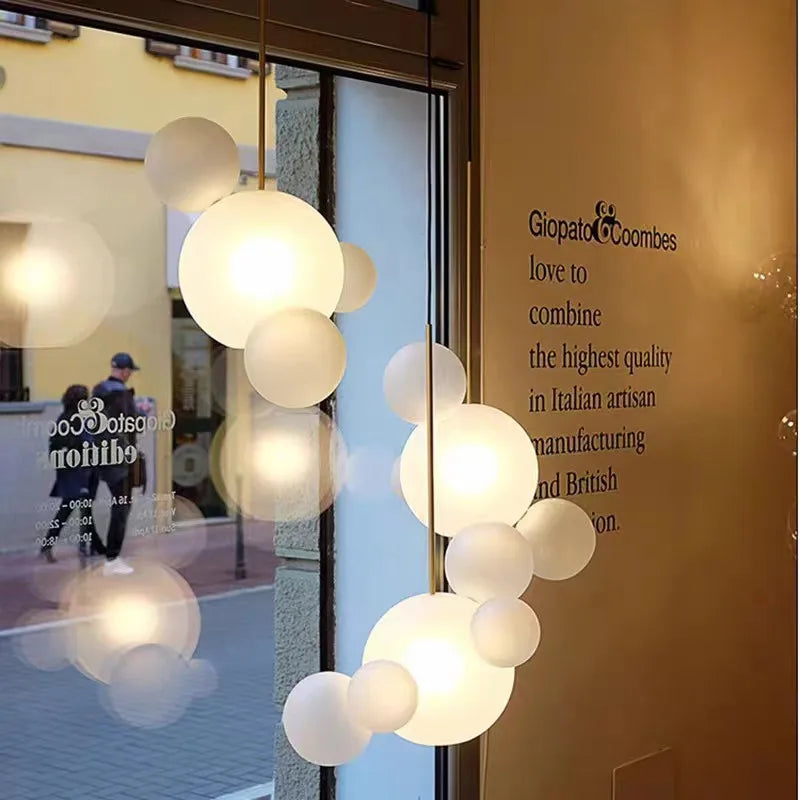 Afralia™ Mickey Bubble Chandeliers: Nordic Glass LED Lamp for Kitchen Home Decor