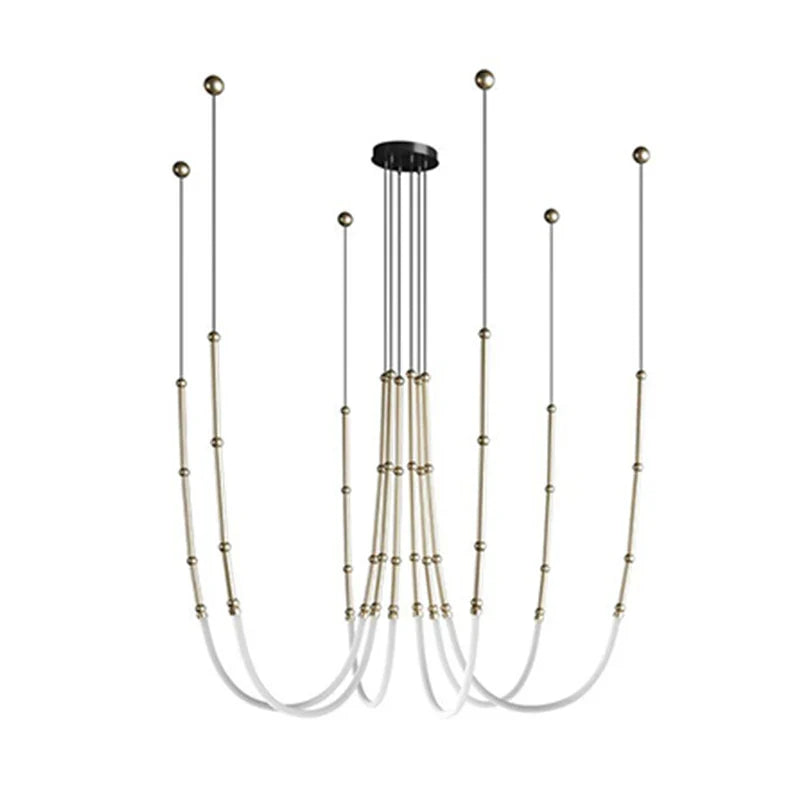 Afralia™ Linear Creative Chandelier for Living Room Lobby, Bedroom, Hotel, Restaurant Lighting