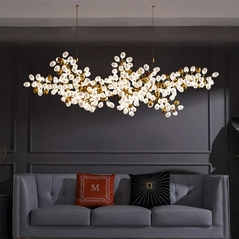 Afralia™ Gold Grape Chandelier Glass Pendant Lights for Living Room & Dining Room