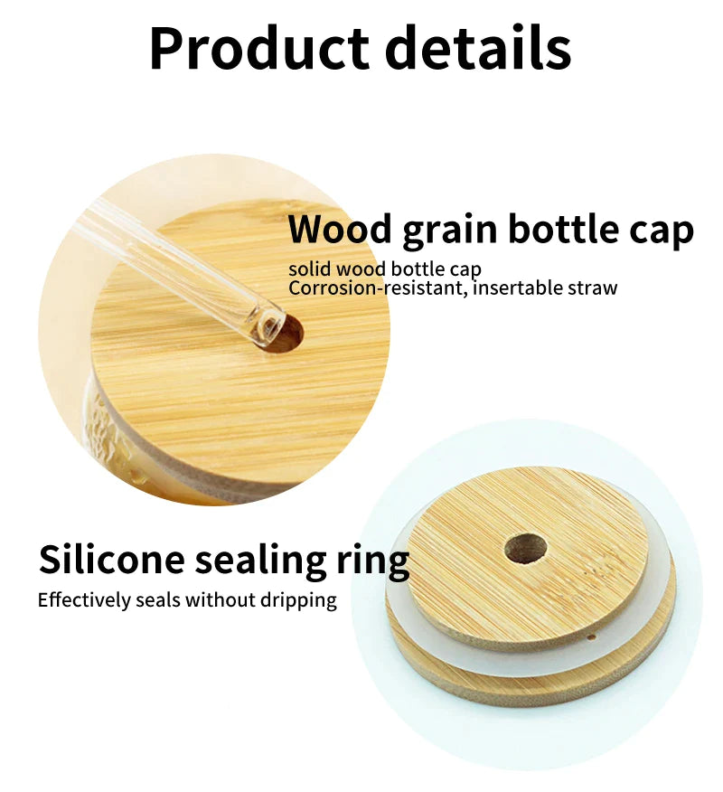 Afralia™ Bamboo Lid for Glass Cup with Straw Hole - Durable Drinkware Accessory