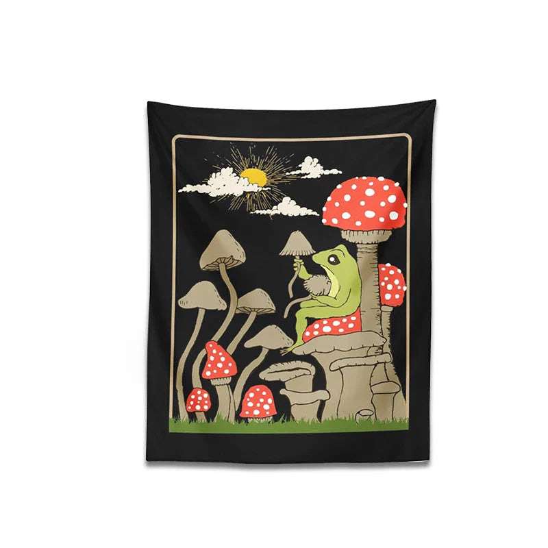 Afralia™ Cute Frog Tapestry Wall Hanging for Retro Aesthetic Bedroom Decor