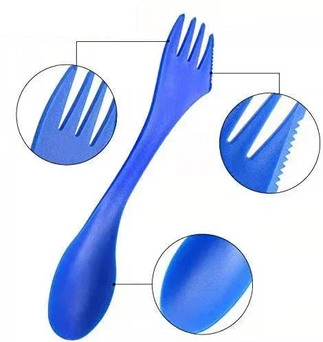 Afralia™ Kids 3-In-1 Plastic Spork Set for Traveling, Camping, and Picnics