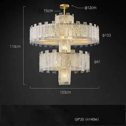 Afralia™ Art Deco Golden Copper Glass Chandelier LED Lighting Fixture