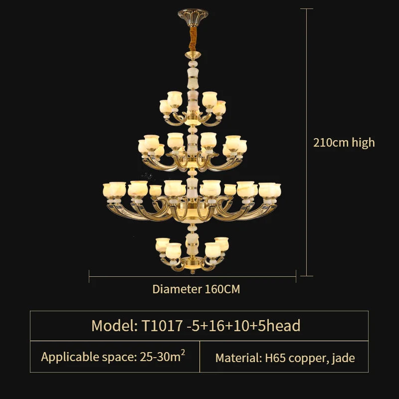 Afralia™ Copper Jade Pendant Lamp: Modern Chinese Style Dining Room Decor for Villas
