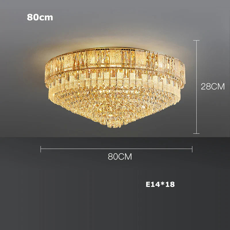 Afralia™ K9 Crystal Gold Chandelier Lighting for Living Room