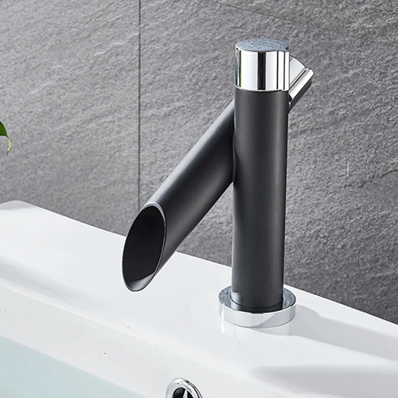 Afralia™ Black Basin Faucet: Cold/Hot Water Mixer for Deck Sink, Water-Saving Crane